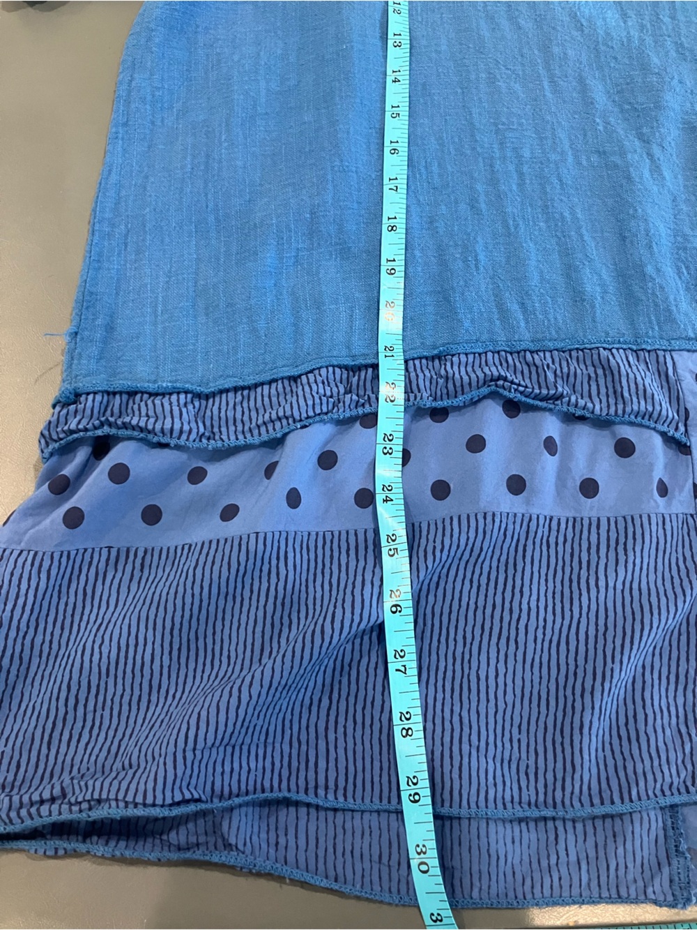 Women's Cotton Lagenlook Blue Mixed-Panel Short Sleeve Tunic - Picture 7 of 7